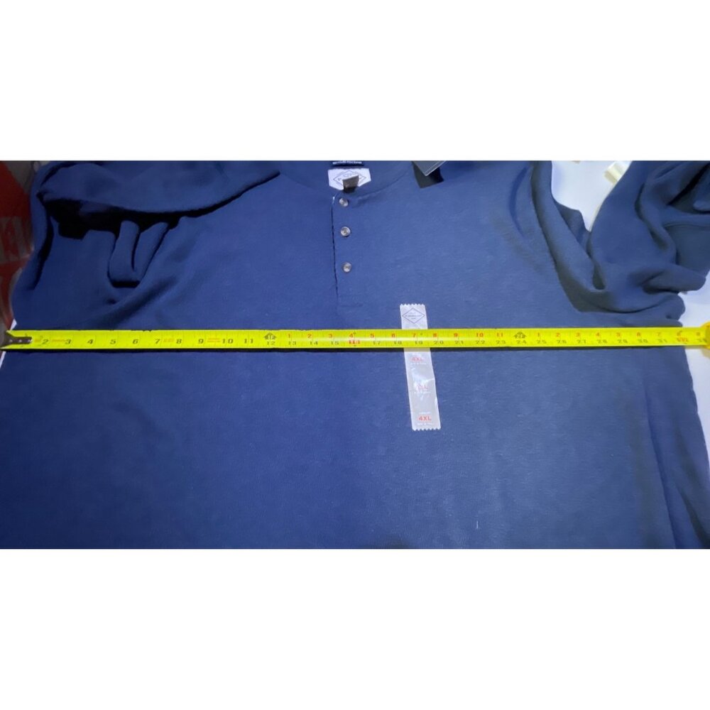 St Johns Bay Mens 4XL Henley Shirt In Sig Navy HTR Big & Tall Size - Picture 5 of 10